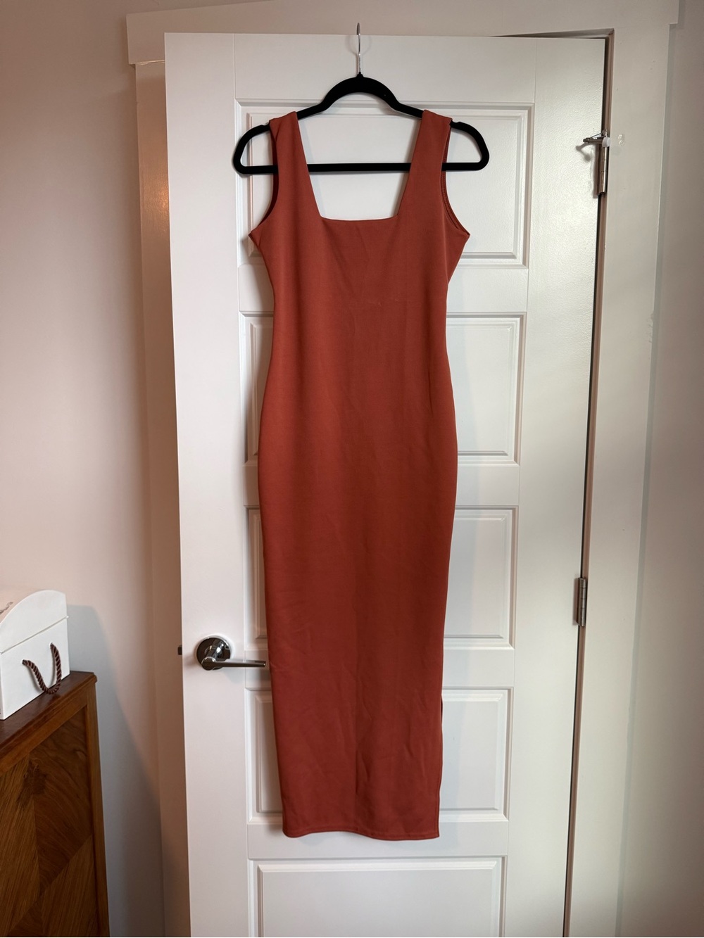 Nasty Gal Terracotta Square-Neck Midi Dress